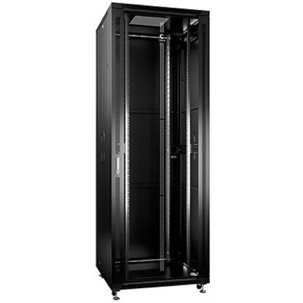 Cabeus SH-05C-47U80/100-BK Шкаф монтажный телекоммуникационный 19" напольный для распределительного и серверного оборудования 47U 800x1000x2277mm передняя стеклянная и задняя сплошная металлическая дв