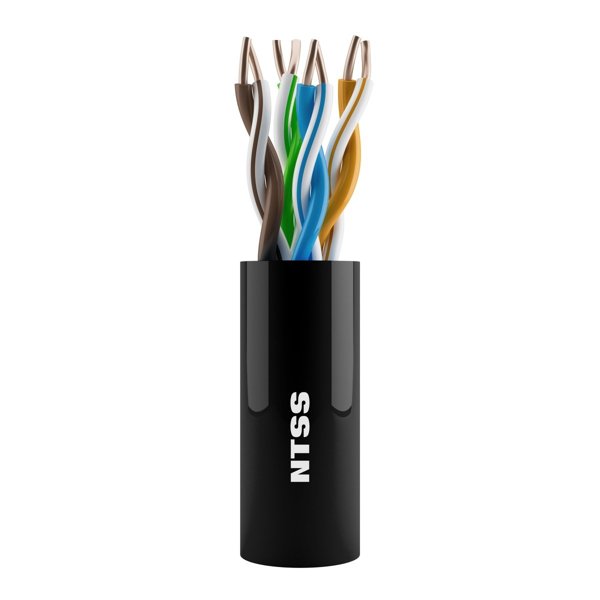 NTSS Кабель витая пара NTSS U/UTP 5e 4 пары одножильный 24AWG медь 305м внешний, внутренний нг(А)-HF (LSZH) UV черный NTSS-OUT-UTP4-5e-LSZH-BL