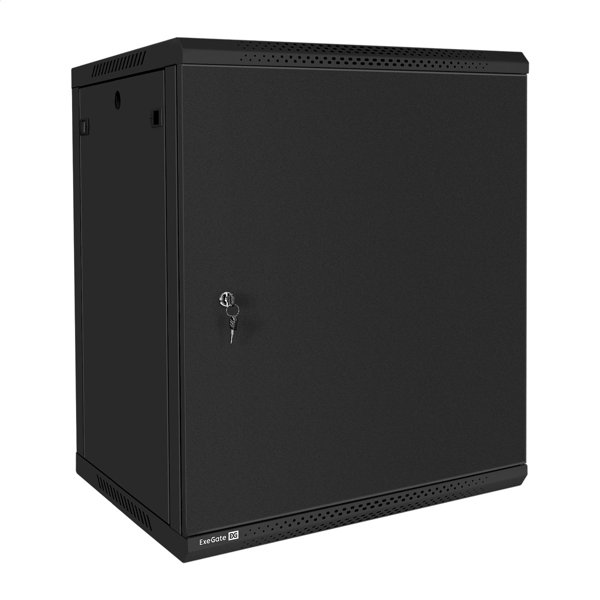 Exegate EX300268RUS Шкаф телекоммуникационный 19" настенный 15U ExeGate EC-WM-15U.600.M.BLACK (19”, 15U, 600x600x769mm (ШхГхВ), передняя дверь металл, съемные боковые панели, пыле- и влагозащита IP23,