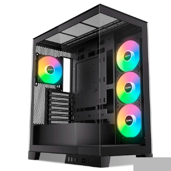 Case SAMA V50 Black, Midi-Tower, TG, 4x120mm ARGB, 2xUSB 3.0 + 1xUSB 3.1 Type-C, ATX, mATX, mITX Black