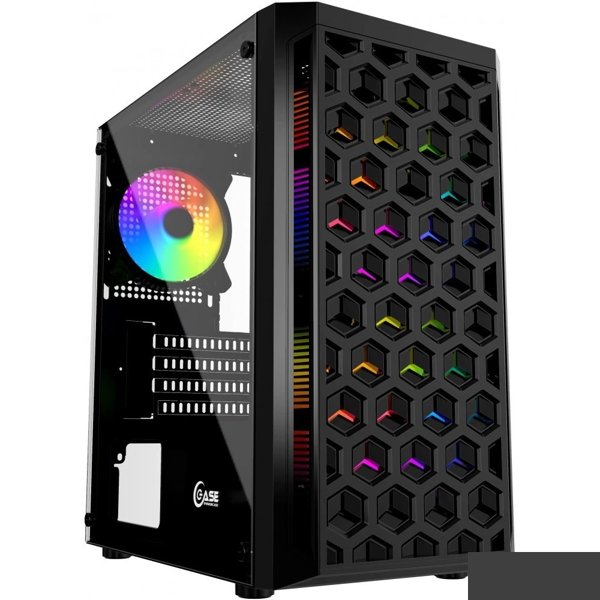 Powercase CMIMTB-L3 Корпус Mistral Micro T3B, Tempered Glass, Mesh, 2x 140mm + 1х 120mm 5-color fan, чёрный, mATX  (CMIMTB-L3)