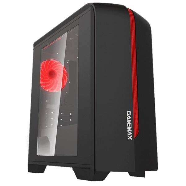 GameMax Корпус Centauri Black Red без БП (ATX,Черн.-кр,USB3.0, Зак.стекло, 1*120мм. RGB, пыл.фильтр)