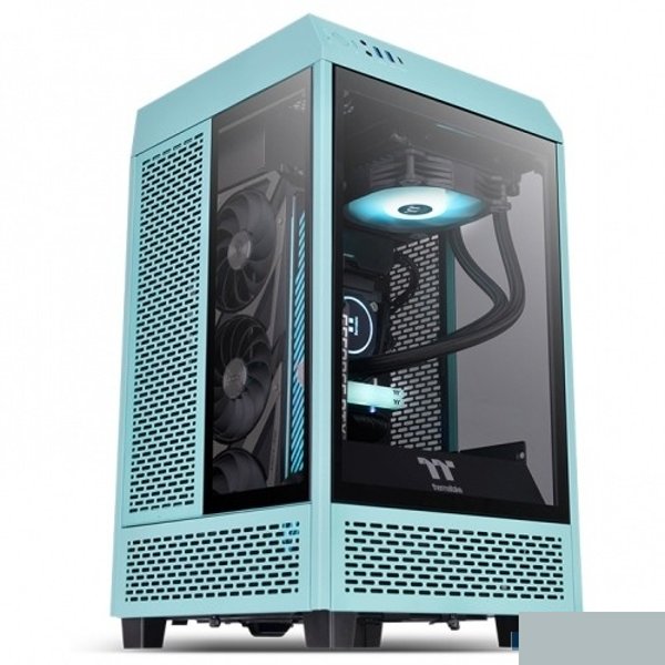 Корпус Thermaltake The Tower 100 Turquoise черный без БП miniITX 1x120mm 3x140mm 2xUSB3.0 audio bott PSU
