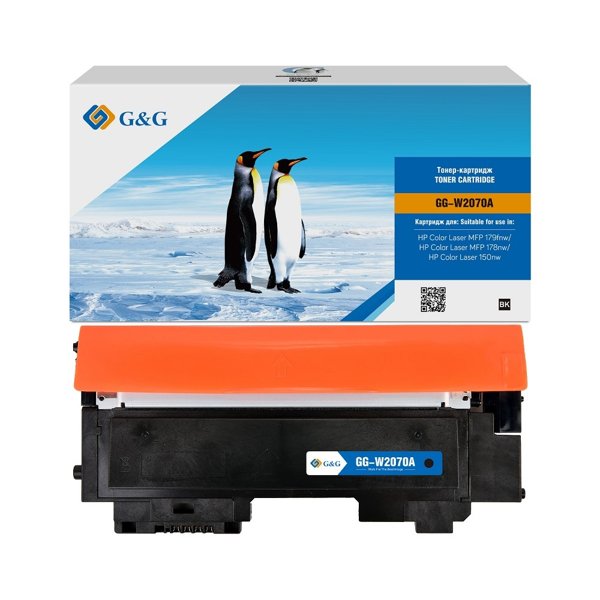 Тонер-картридж G&G, GG-W2070A аналог HP W2070A/117A черный 1k с чипом