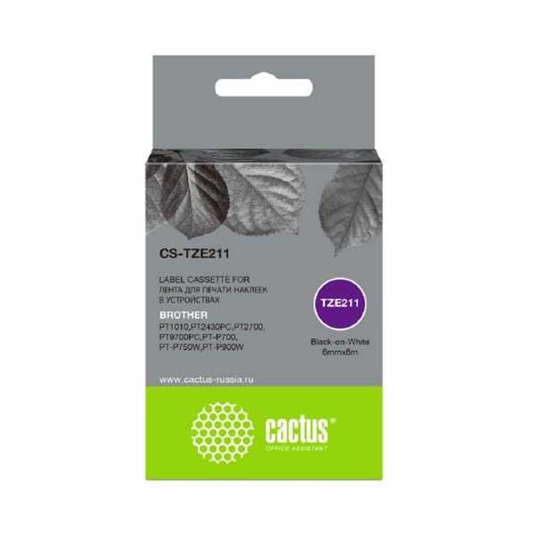 Картридж ленточный Cactus CS-TZE211 черный для Brother 1010/1280/1280VP/2700VP