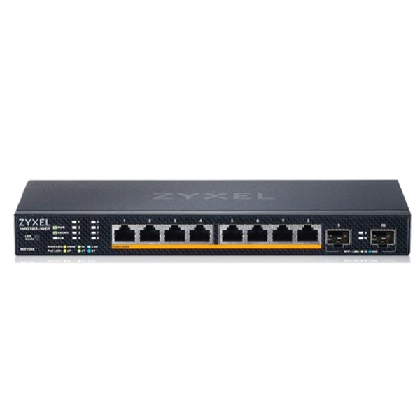 Коммутатор/ Multigigabit Smart L3 Lite switch Zyxel NebulaFlex XMG1915-10EP, 8xRJ-45: 1/2.5G PoE++, 2xSFP+, silent (no fan), PoE budget 130 W