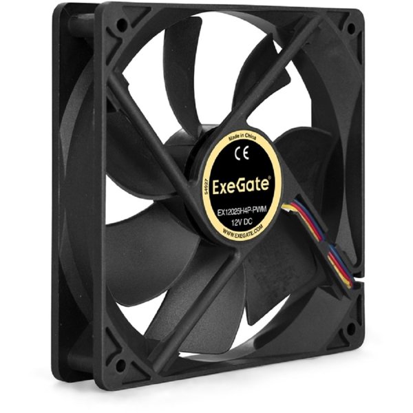 Exegate EX283392RUS Вентилятор ExeGate E12025H4P-PWM, 120x120x25 мм, гидродинамический, 4pin, PWM, 24dBA (без креплений)