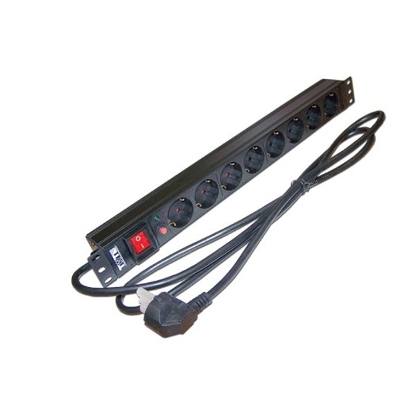Блок розеток 19" 8 шт., 16A 250V, шнур питания 3.0 м