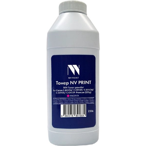 NV Print Тонер + девелопер для Canon C-EXV54, C-EXV49, C-EXV34, C-EXV28, C-EXV29 для IR C3025i, 3125, IR Adv C3320i, C3325i, C3330i, C2020, C2025, C2030, C2220, C2225, C2230, Premium (250г) Magenta