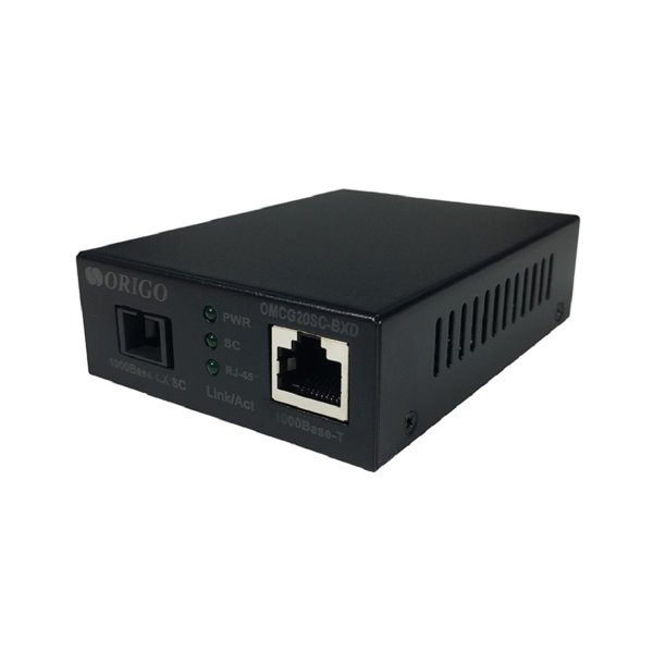ORIGO OMCG20SC-BXD/A1A WDM медиаконвертер 1000Base-T/ 1000Base-LX (SC), Tx: 1550 нм, Rx: 1310 нм, одномод,до 20 км