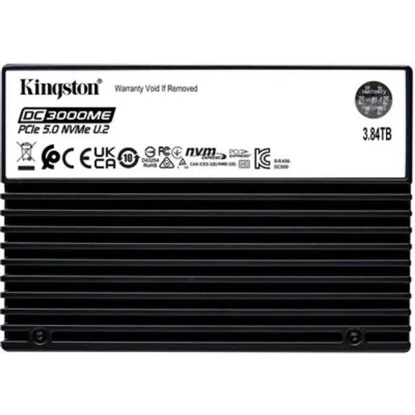 Твердотельный накопитель/ Kingston SSD DC3000ME 3840GB, U.2(2.5" 15mm), NVMe, PCIe Gen 5x4, 3D TLC, R/W 14000/5800MB/s, IOPs 2 700 000/300 000, TBW 7008, DWPD 1 (12 мес)