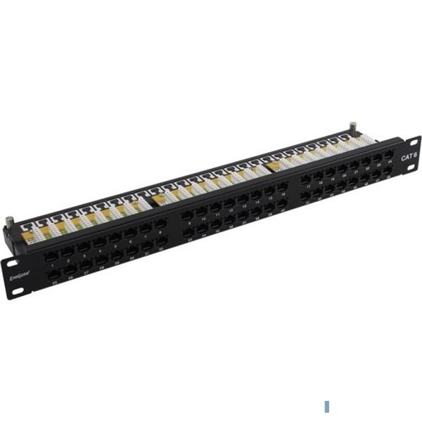Exegate EX281082RUS Патч-панель UTP 19" 48 port кат.6 ExeGate разъём KRONE&110 (dual IDC), 1U, RoHS, цвет черный