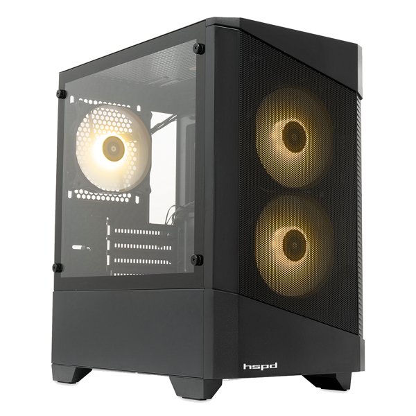Case HSPD M330, Mesh Mini-tower, Black, TG, 0.6 SPCC, 3x120mm ARGB (M11-120) mATX, mITX 175/330/160mm 2x2.5", 2x3.5", 4xPCI 1xUSB-A 3.0, 2xUSB-A1.0 365x216x405mm
