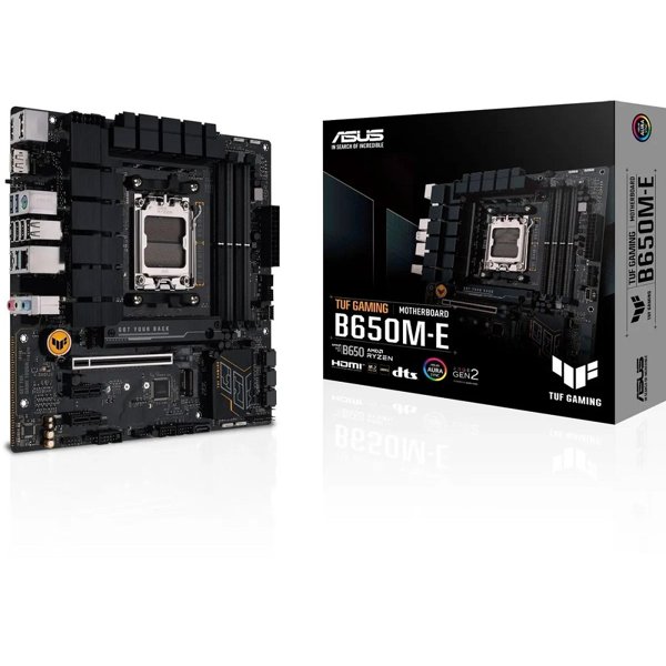 ASUS TUF GAMING B650M-E WIFI (Socket AM5, mATX, 4xDDR5(128GB), 4xDDR5(192GB), DP/HDMI, 2xPCIe 4.0x16/1xPCIe 4.0, 1xLAN (2.5GbE), Wi-Fi 6i, BT5.2, 4xSATA 6Gb/s, 3xM.2, 1xType-C, 4xUSB 3.2, 3xUSB 2.0)