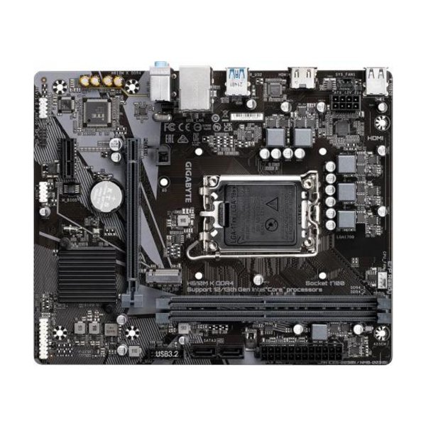 Gigabyte H610M K DDR4 {H610M K DDR4, RTL Socket 1700, Intel®H610, 2xDDR4-3200, HDMI, 1xPCI-Ex16, 1xPCI-Ex1, 2xSATA3(RAID 0/1/5/10), 1xM.2, 8Ch Audio, GLan, (4+2)xUSB2.0, (2+2)xUSB3.2, mATX, RTL {10}"}