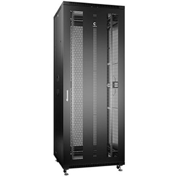Cabeus ND-05C-47U80/100-BK Шкаф монтажный телекоммуникационный 19" напольный для распределительного и серверного оборудования 47U 800x1000x2277mm (ШхГхВ) передняя и задняя перфорированные двери, ручка