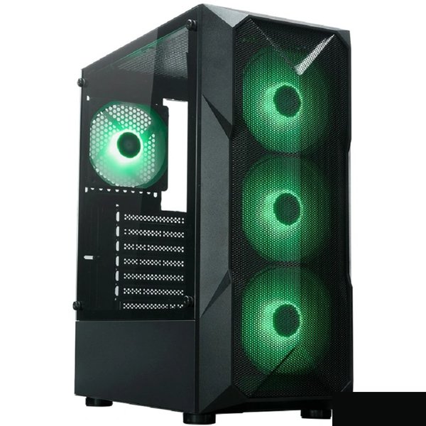 XASTRA Корпус  A304 4ARGB-C6 Black ATX/Mesh/half-size TG/4x120mm ARGB FC fans/Argb+PWM HUB 6port/ A304-4FC12A-C6