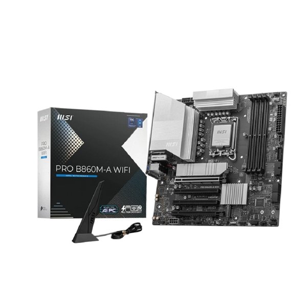 Материнская плата MSI PRO B860M-A WIFI Soc-1851 Intel B860 4xDDR5 mATX AC`97 8ch(7.1) 5Gigabit RAID+HDMI+DP