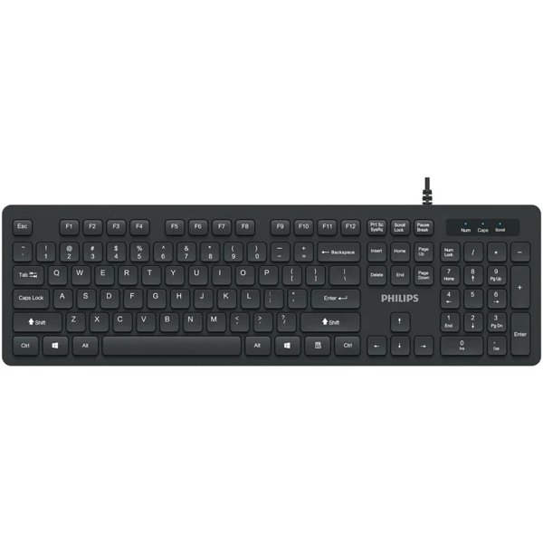 Philips Проводная Клавиатура SPK6264, USB 2.0 104 клав,  русская заводская раскладка, чёрный