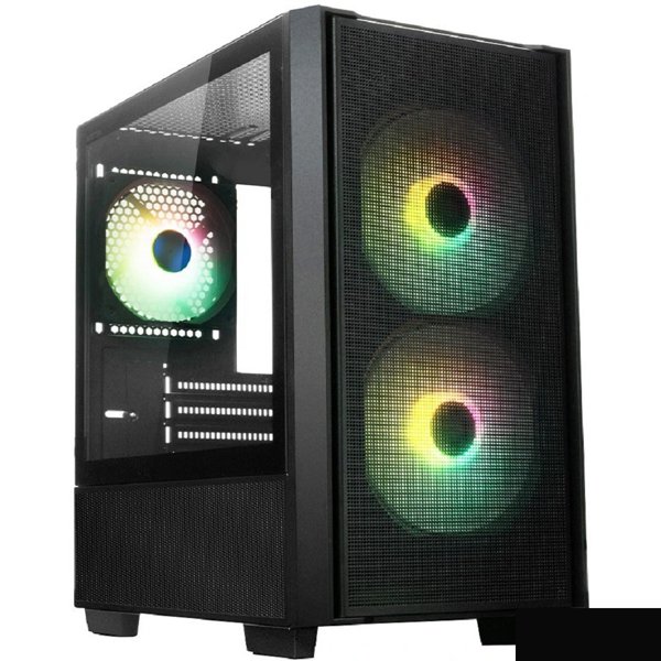 XASTRA Корпус  A400M 3ARGB-C6 Black mATX/ Mesh/ Screwless TG+Mesh/2x140mm + 1x120mm FC ARGB PWM fans/Argb+PWM HUB 6port/ A400M-2FC14A-1FC12A-C6