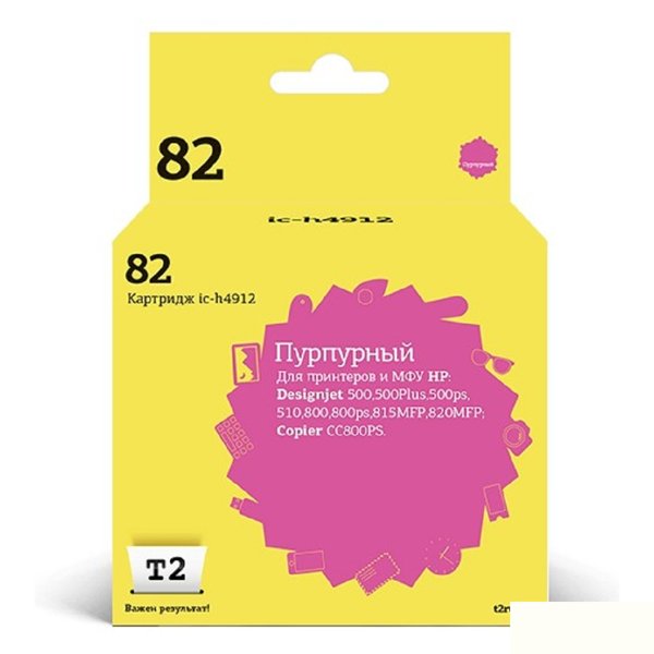 T2 C4912A  Картридж №82 для HP DesignJet 500/510/800/815MFP/820MFP/CC820PS, пурпурный