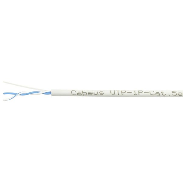 Cabeus UTP-1P-Cat.5e-SOLID-100 Кабель витая пара (UTP), категория 5e, 1 пара (24 AWG), одножильный (solid), PVC нг(А)-LS, серый (100 м)