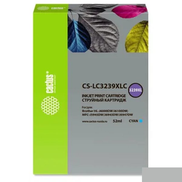 Картридж струйный Cactus CS-LC3239XLC голубой (52мл) для Brother HL-J6000DW/J6100DW