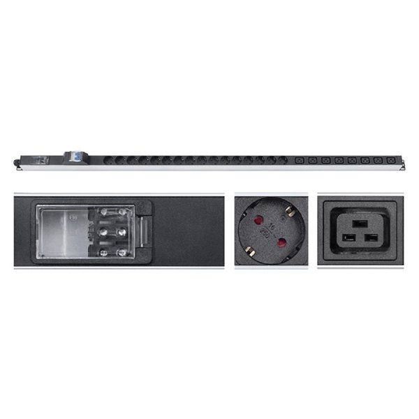 CABEUS PDU-32-16S-8C19-B-T БЛОК РОЗЕТОК ДЛЯ 19" ШКАФОВ, ВЕРТИКАЛЬНЫЙ, 16 РОЗЕТОК SCHUKO, 8 РОЗЕТОК IEC 320 C19, 32А, АВТОМАТ ЗАЩИТЫ, АЛЮМИНИЕВЫЙ КОРПУС, КЛЕММНАЯ КОЛОДКА