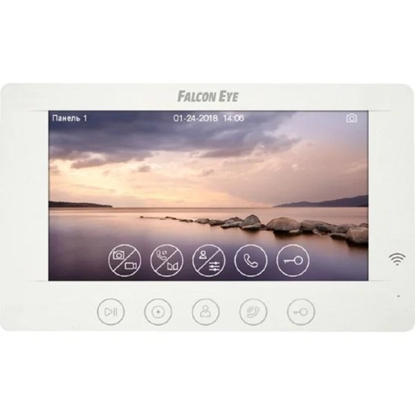 Falcon Eye Cosmo HD 00-00182798 Wi-Fi Видеодомофон: дисплей 7" TFT; механические кнопки; подключение до 2-х вызывных панелей; OSD меню; интерком до 4 мониторов; питание AC 220В (встроенный БП)