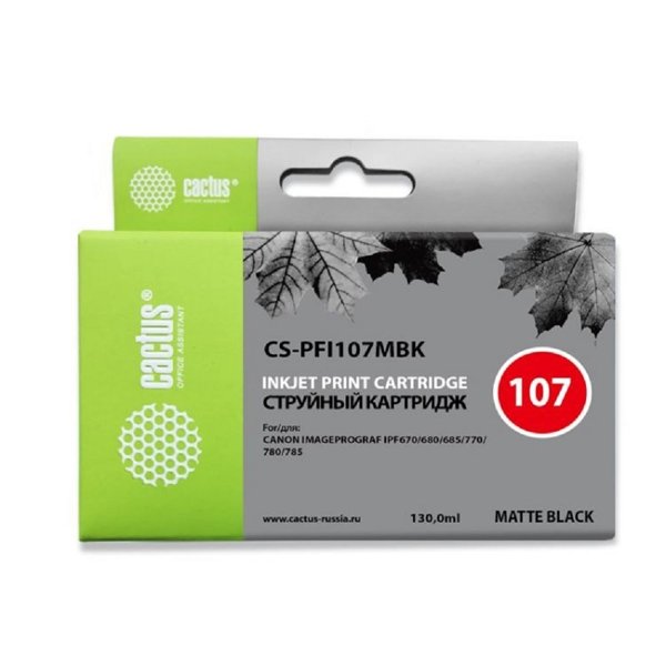 CACTUS PFI-107MBk Картридж струйный для Canon IP iPF670/iPF680/iPF685/iPF770/iPF780/iPF785/, черный матовый