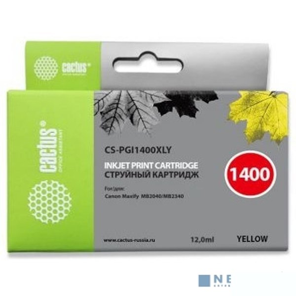 CACTUS PGI-1400XL Y Картридж струйный для Canon MB2050/MB2350/MB2040/MB2340, желтый (12мл)
