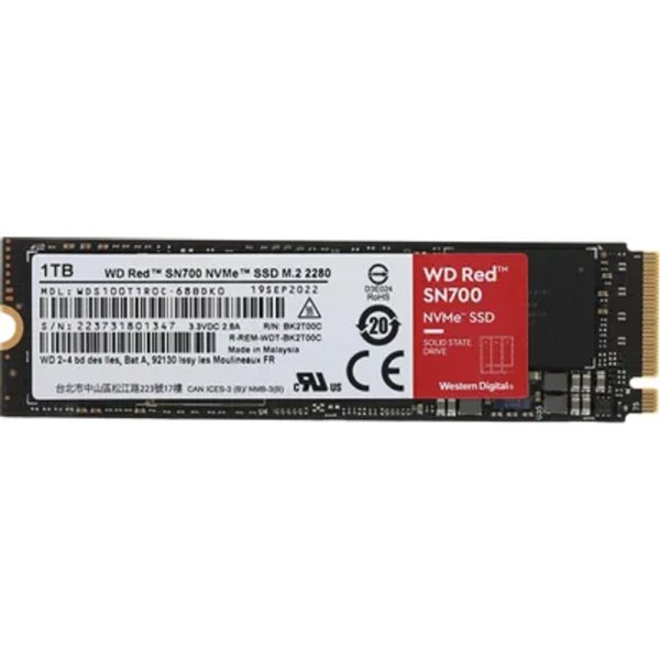 WD SSD Red SN700 NVMe WDS100T1R0C 1ТБ M2.2280 NVMe PCIe Gen3 8Gb/s