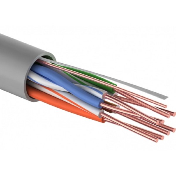 PROconnect  (01-0048-3) Кабель витая пара омедненный U/UTP, CCA, CAT 5, PVC, 4PR, 26AWG, INDOOR, SOLID, серый, 305м Light
