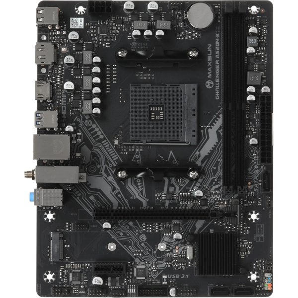 MAXSUN MS-Challenger A520M-K WIFI (Socket AM4, mATX, 2*DDR4(64Gb), DP/HDMI, 3*SATA3, 1*M.2, 1*PCIEx16/1*PCIEx1, 4*USB2.0, 2*USB 3.0, LAN 1*1G, Bluetooth, Wi-Fi 802.11ax, RTL)