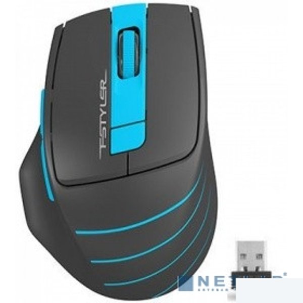 A-4Tech Мышь FStyler FG30 BLUE серый/синий оптическая (2000dpi) беспроводная USB  [1147561]
