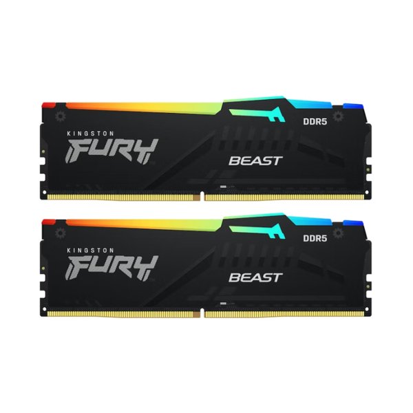 Kingston DDR5 DIMM 32Gb (2x16Gb) PC 48000 6000Mhz, FURY Beast Black RGB,  (KF560C36BBE2AK2-32)