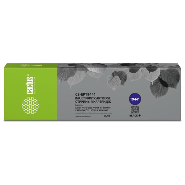 Картридж струйный Cactus CS-EPT9441 T9441 черный (66мл) для Epson WorkForce WF-C5290DW/WF-C5790DW