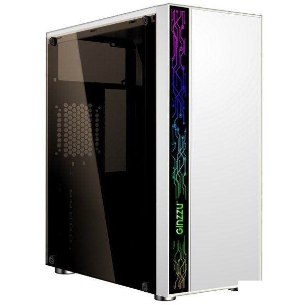Ginzzu A390  White Window RGB подсветка 1*USB 3.0, 2*USB 2.0, AU
