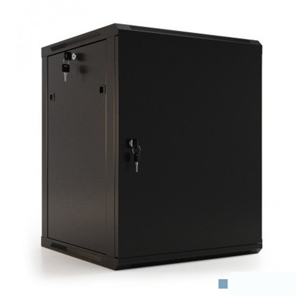 Hyperline TWB-0645-SR-RAL9004 Шкаф настенный 19-дюймовый (19"), 6U, 367x 600х 450мм, металлическая передняя дверь с замком, две боковые панели, цвет черный (RAL 9004) (разобранный)