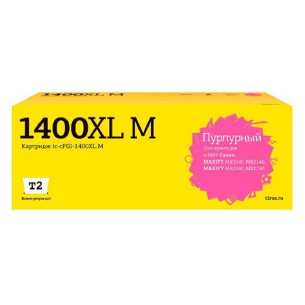 T2  PGI-1400XL M Картридж (IC-CPGI-1400XL M) струйный для Canon MAXIFY MB2040/MB2140/MB2340/MB2740, пурпурный