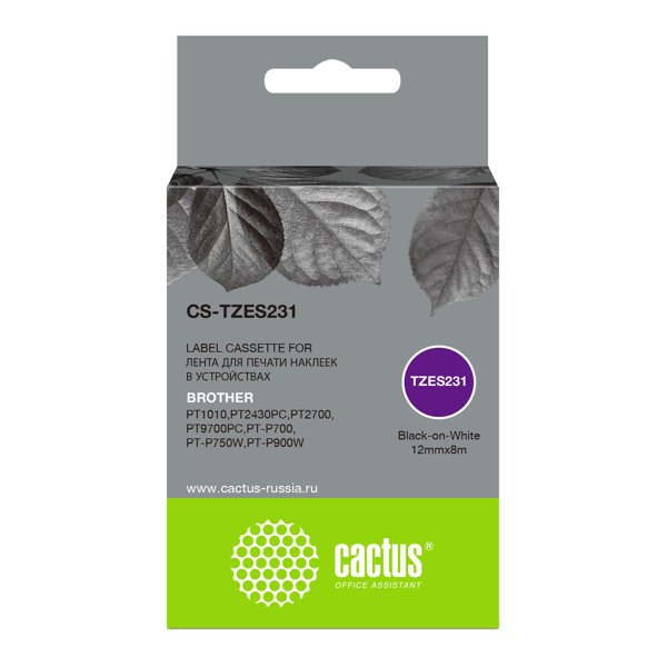 Картридж ленточный Cactus CS-TZES231 черный для Brother 1010/1280/1280VP/2700VP