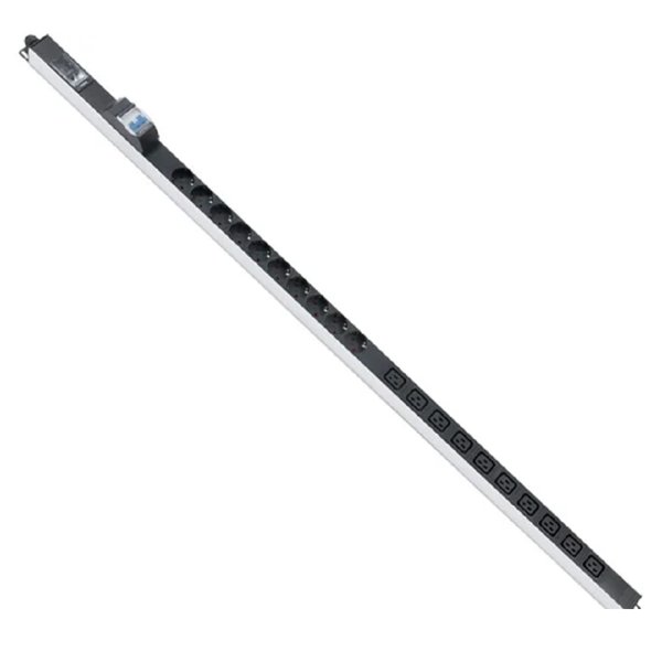 Cabeus PDU-16-10S-10C19-B-T Блок розеток для 19" шкафов, вертикальный, 10 розеток Schuko, 10 розеток IEC 320 C19, 16А, автомат защиты, алюминиевый корпус, клеммная колодка