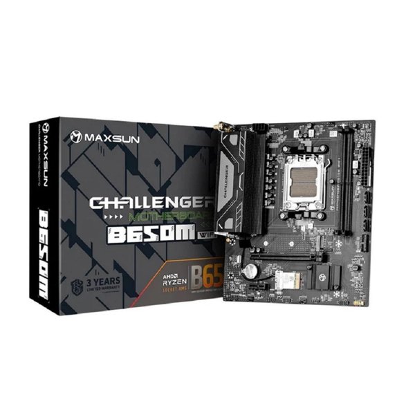 MAXSUN MS-Challenger B650M WIFI (Socket AM5, mATX, 2*DDR5, DP/HDMI, 4*SATA3, 1*M.2, 1*PCIEx16/1*PCIEx1, 2*USB 2.0, 4*USB 3.2, LAN 1*1G, Bluetooth, Wi-Fi 802.11ac, RTL)