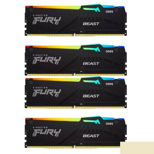Kingston DDR5 DIMM 4x32GB 5600MHz KF556C40BBAK4-128 Fury Beast Black RGB RTL Gaming PC5-44800 CL40 288-pin 1.25В dual rank с радиатором Ret