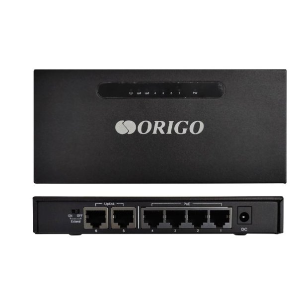 ORIGO OS1206P/A1A Неуправляемый PoE-коммутатор 4x100Base-TX PoE+, 2x100Base-TX, PoE-бюджет 60 Вт, корпус металл
