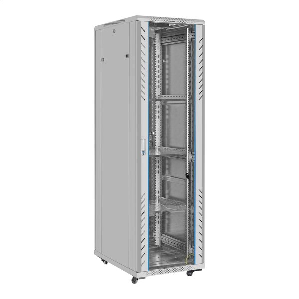 Exegate EX300276RUS Шкаф телекоммуникационный 19" напольный 42U ExeGate EC-FS-42U.600.800.G.V.GREY (19”, 42U, 600x800x2054mm (ШхГхВ), передняя дверь закаленное стекло, задняя перфорированная дверь, съ