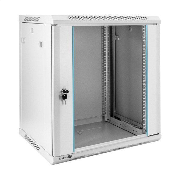 Exegate EX298603RUS Шкаф телекоммуникационный 19" настенный 12U ExeGate EC-WM-12U.450.G.GREY (19”, 12U, 600x450x635mm (ШхГхВ), передняя дверь закаленное стекло, съемные боковые панели, пыле- и влагоза