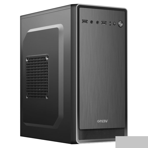 Корпус MiniTower Ginzzu B180, mATX, 2xUSB2.0, черный,без БП, без вентиляторов