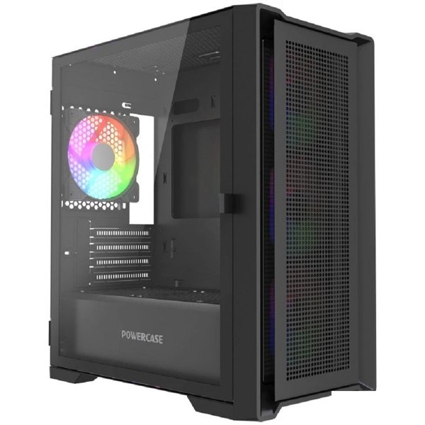 Powercase Alisio Micro X4B V2 LE, Tempered Glass, 4х 120mm ARGB PWM fans, чёрный, mATX [без встроенного хаба] (CAMCXB-A4-LE)