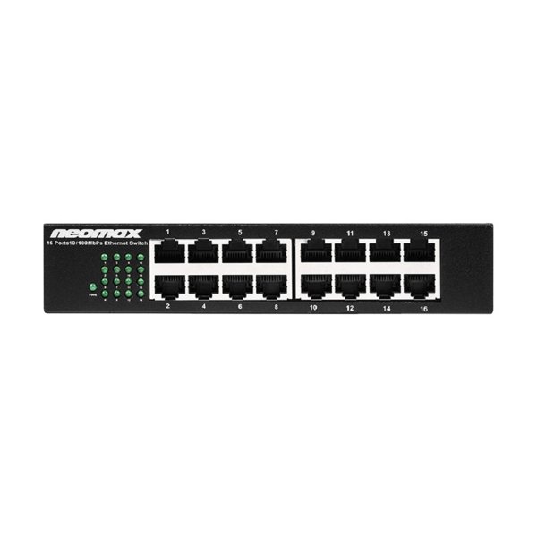 NEOMAX неуправляемый коммутатор NMS-116P-100-S, 16 портов 100 Mbps, металл desktop